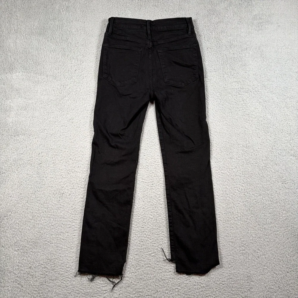 FRAME Le High Straight Jeans Film Noir Black Raw Step‎ Hem Women Size 26